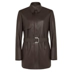 Kelly Kahve Kadın Deri Trençkot