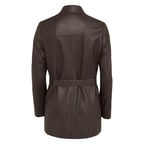 Kelly Kahve Kadın Deri Trençkot