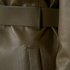 Kelly Yeşil Kadın Deri Trençkot