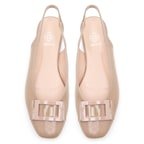 Khate Krem Kadın Kroko Baskılı Deri Babet