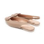 Khate Krem Kadın Kroko Baskılı Deri Babet