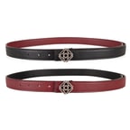 Kieran Bordo/Siyah Kadın Çift Taraflı Nikel Tokalı Deri Kemer