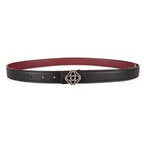 Kieran Bordo/Siyah Kadın Çift Taraflı Nikel Tokalı Deri Kemer