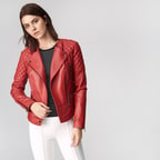 Kırmızı Adonita Kadın Deri Mont