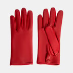 Kırmızı Kadın Deri Eldiven