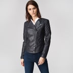 Lacivert Adonita Kadın Deri Mont