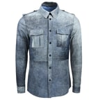 Lacivert Afshin Erkek Deri Gömlek