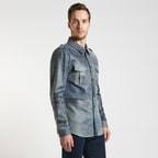 Lacivert Afshin Erkek Deri Gömlek