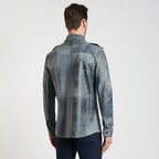 Lacivert Afshin Erkek Deri Gömlek