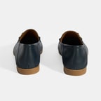 Lacivert Kadın Toka Aksesuarlı Deri Loafer