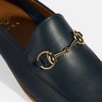 Lacivert Kadın Toka Aksesuarlı Deri Loafer