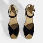 Lacivert Kadın Toka Detaylı Dolgu Topuklu Süet Espadril 