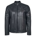 Lacivert Ligne Erkek Deri Mont