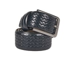 Lacivert Örgü Desenli Erkek Deri Kemer