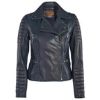 Lacivert Vintage Kadın Deri Mont