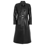 Laira Siyah Kadın Deri Trençkot