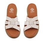 Laurie Bej Kadın Dolgu Topuklu Deri Terlik