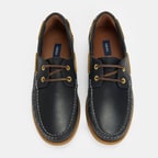 Leminna Siyah Erkek Deri Tekne Günlük Ayakkabı