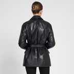 Lena Siyah Kadın Puffer Deri Kaban