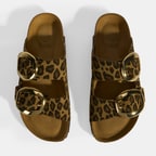 Leopar Kadın Toka Detaylı Süet Terlik