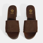 Limited Edition Kadın Koyu Kahve Süet Topuklu Terlik