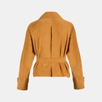 Limited Edition Kadın Turuncu Belden Bağlamalı Süet  Kısa Trençkot