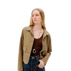 Limited Edition Kadın Vizon Süet Kısa Ceket