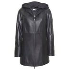 Lizzy Kapüşonlu Kadın Deri Mont