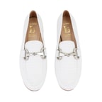 Luca Grossi Beyaz Kadın Toka Aksesuarlı Deri Loafer