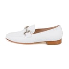 Luca Grossi Beyaz Kadın Toka Aksesuarlı Deri Loafer