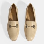 Luca Grossi Kadın Bej Taşlı Toka Aksesuarlı Deri Loafer