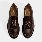 Luca Grossi Kadın Bordo Püskül Detaylı Deri Loafer