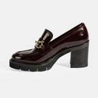Luca Grossi Kadın Bordo Toka Detaylı Topuklu Rugan Loafer