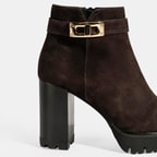 Luca Grossi Kadın Kahve Metal Kilit Detaylı Platform Topuklu Bot