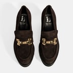 Luca Grossi Kadın Kahve Toka Aksesuarlı Topuklu Süet Loafer