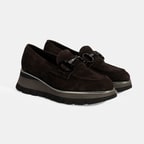 Luca Grossi Kadın Kahve Toka Detaylı Dolgu Topuklu Süet Loafer