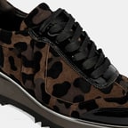Luca Grossi Kadın Leopar Desenli Süet Deri Sneaker