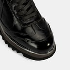 Luca Grossi Kadın Siyah Bağcıklı Rugan Spor Ayakkabı