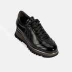 Luca Grossi Kadın Siyah Bağcıklı Rugan Spor Ayakkabı