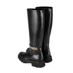 Luca Grossi Kadın Siyah Deri Zincir Detaylı Çizme