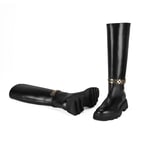 Luca Grossi Kadın Siyah Deri Zincir Detaylı Çizme