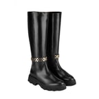 Luca Grossi Kadın Siyah Deri Zincir Detaylı Çizme