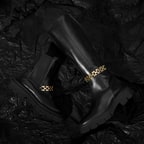 Luca Grossi Kadın Siyah Deri Zincir Detaylı Çizme