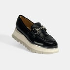 Luca Grossi Kadın Siyah Kalın Topuklu Slip-On Rugan Loafer