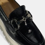 Luca Grossi Kadın Siyah Kalın Topuklu Slip-On Rugan Loafer