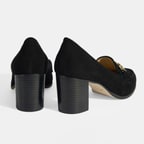 Luca Grossi Kadın Siyah Metal Aksesuarlı Süet Topuklu Loafer