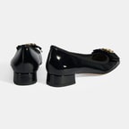 Luca Grossi Kadın Siyah Metal Aksesuarlı Rugan Babet