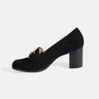 Luca Grossi Kadın Siyah Metal Aksesuarlı Süet Topuklu Loafer