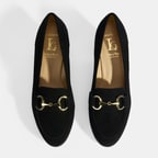 Luca Grossi Kadın Siyah Metal Aksesuarlı Süet Topuklu Loafer