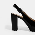 Luca Grossi Kadın Siyah Slingback Platform Topuklu Rugan Ayakkabı